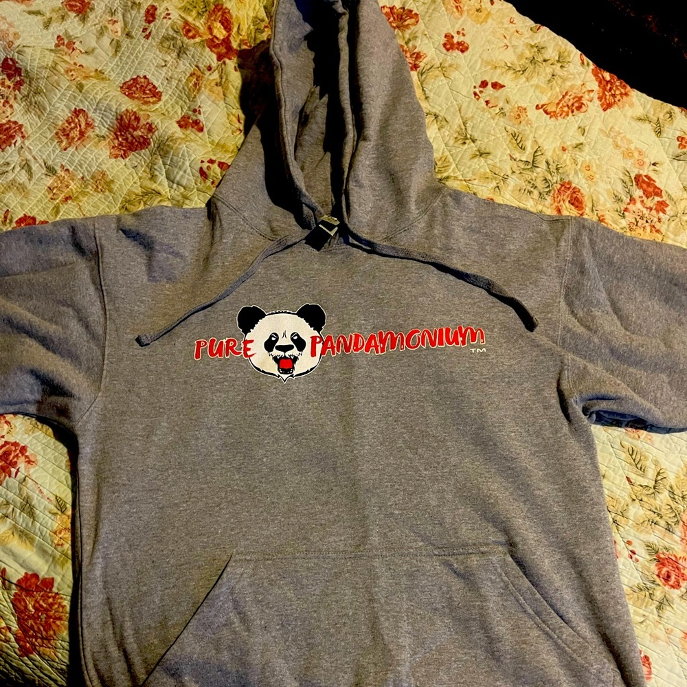 Gray Pure Pandamonium sweatshirt, never worn, size Xl.